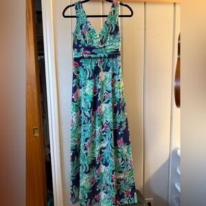 Lilly Pulitzer Vibrant Floral Maxi Dress size small